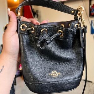 Coach Black Leather Bucket Bag